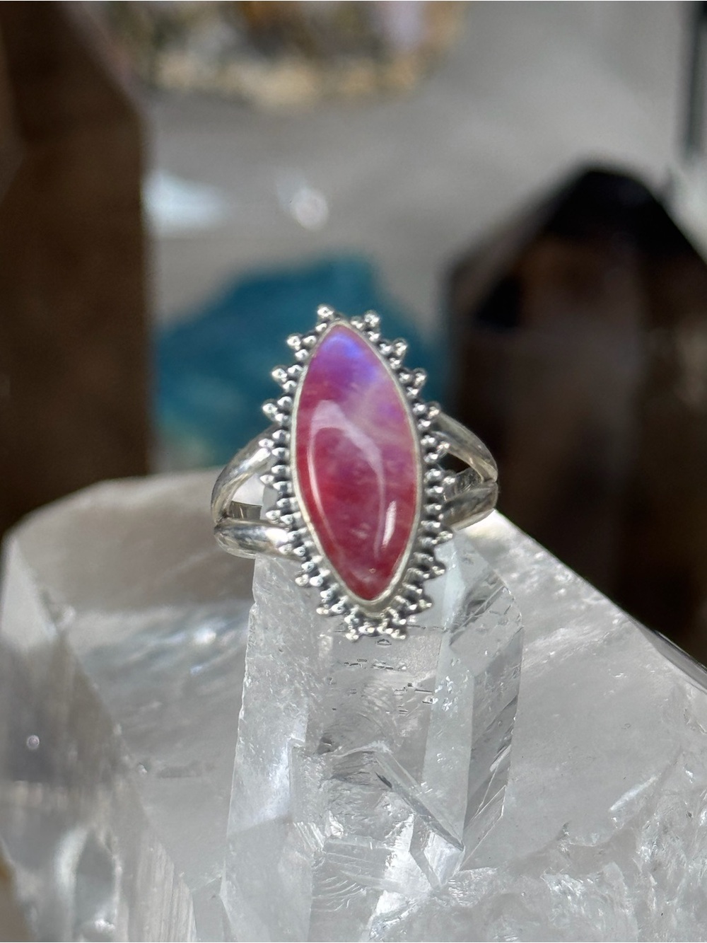 🌸 Pink Moonstone Ring – Namibia | Size 6 | Genuine Natural Gemstone